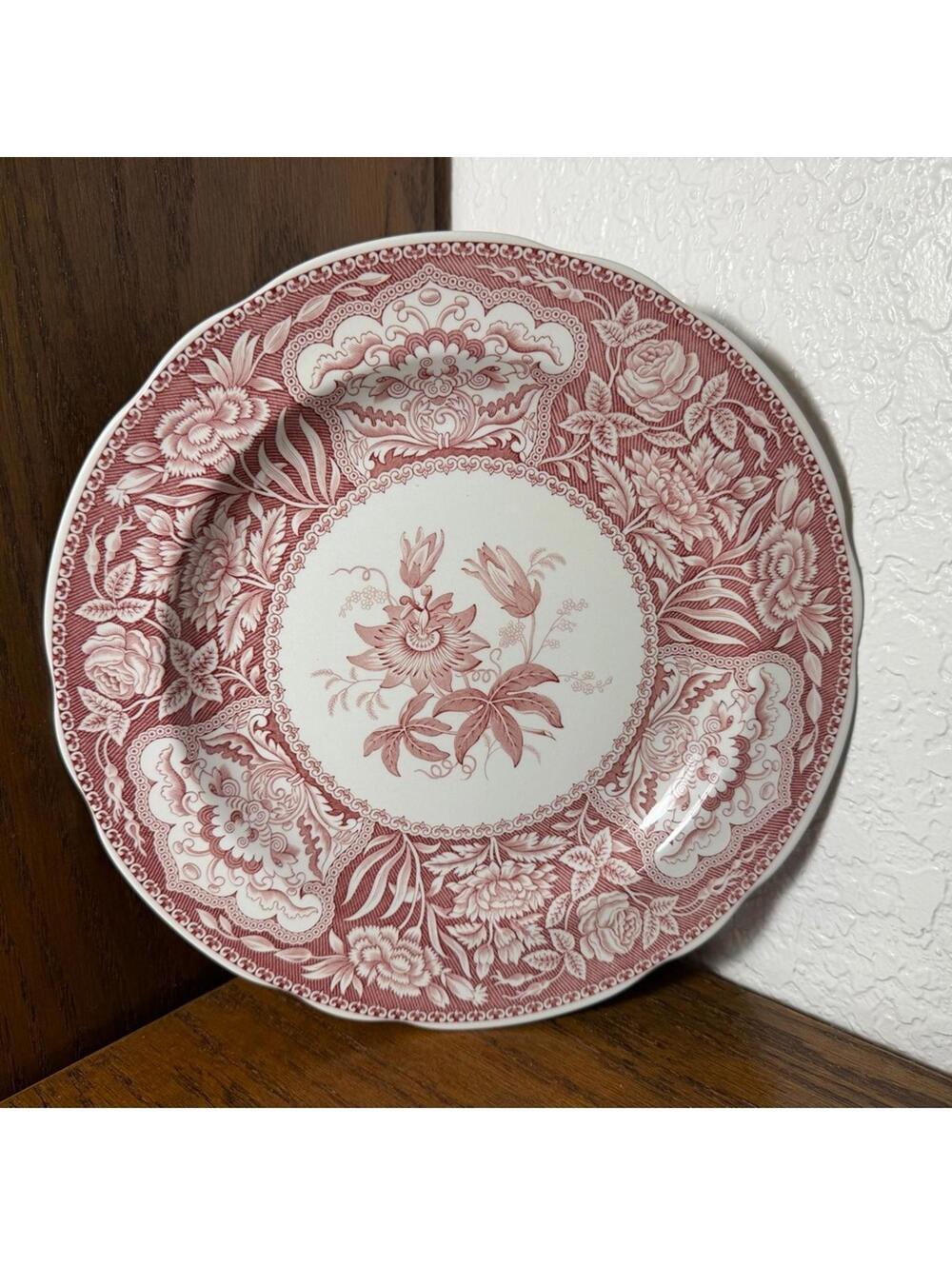 Spode Archive Collection Georgian Series "Floral" Cranberry Dinner Plate